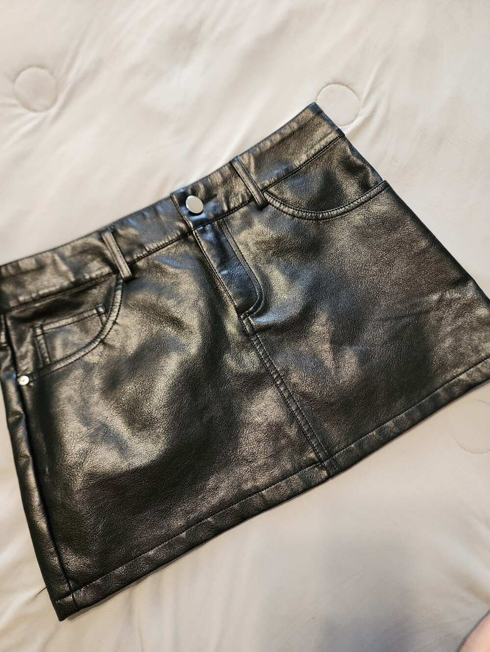 Edikted Black Faux Leather Mini Skirt Y2K Clubwear Indie Sleaze Sm